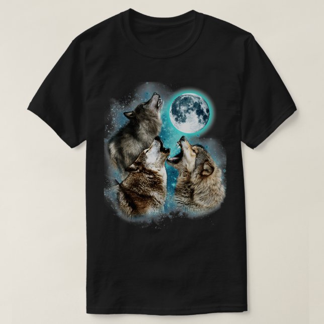 3 Wolf Moon Howling Wolf Kopf Funny Wolves for Men T-Shirt (Design vorne)