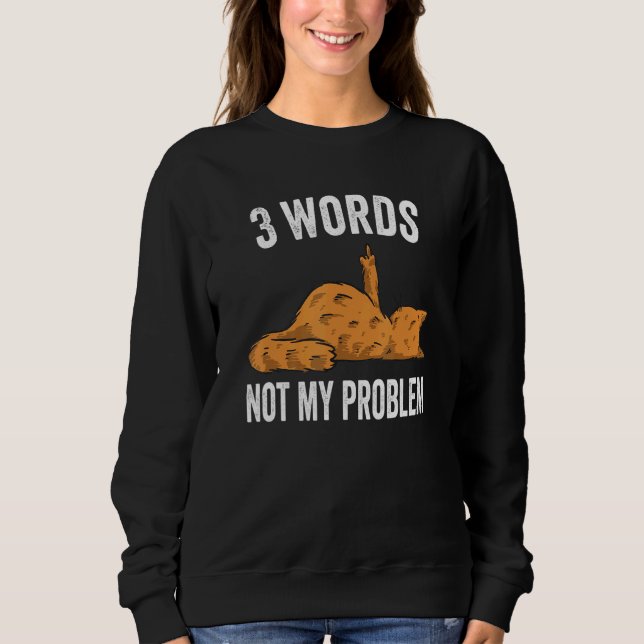 3 Words Not My Problem  Middle Finger Cat Sweatshirt (Vorderseite)