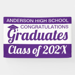 3' x 5' Lila und weiße Gratulationen Graduierte Banner