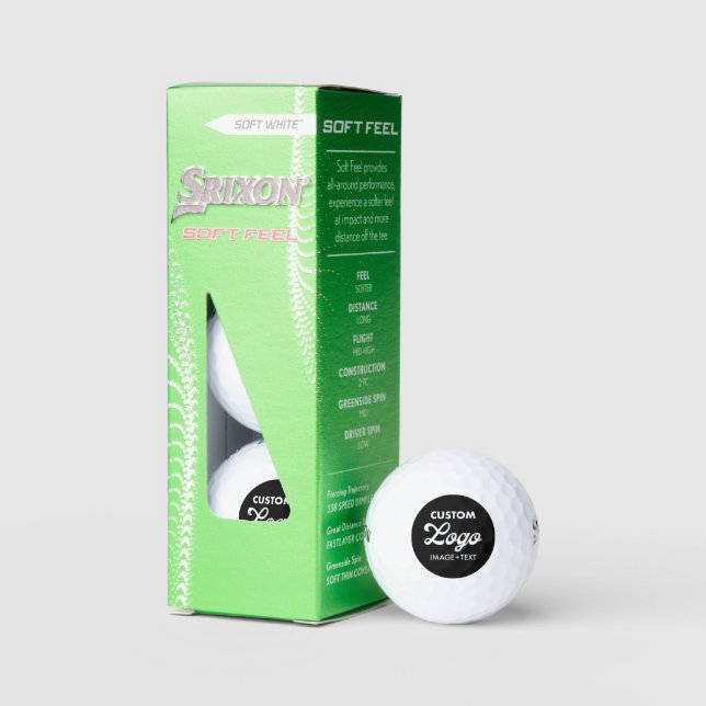 3 x Benutzerdefiniertes Logo Foto Srixon Soft Feel Golfball (Verpackung)