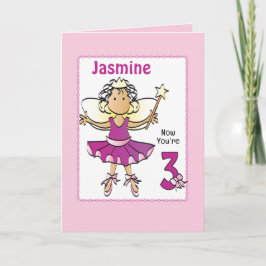 3 Year Old Ballerina Cartoon Ethnic Birthday   Karte