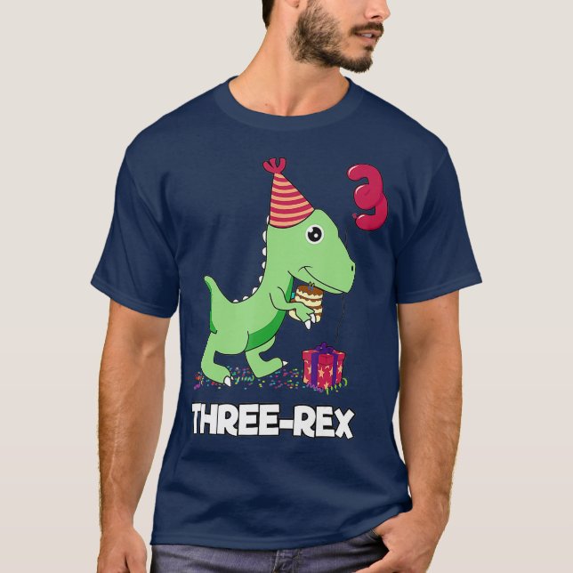 3 year old birthday gift Boy  Dinosaur Three Rex T-Shirt (Vorderseite)