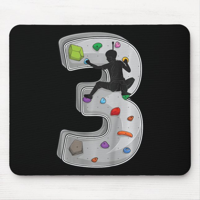 3 Year Old Rock Climbing 3rd Birthday Adventures C Mousepad (Vorne)