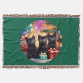 3 Young Blue Mit Augen Black Kittens Weihnachtslan Decke