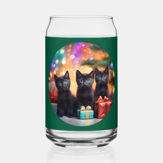 3 Young Blue Mit Augen Black Kittens Weihnachtslan Dosenglas (Rückseite)