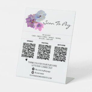 *~* 3 ZAHLUNGEN Tabelle Zelt QR Tabletop Blauer Bl Sockelschild