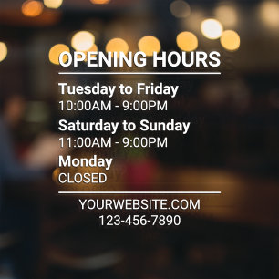 3 Zeilen Store Stunden Signieren Website Telefonfe Fensteraufkleber