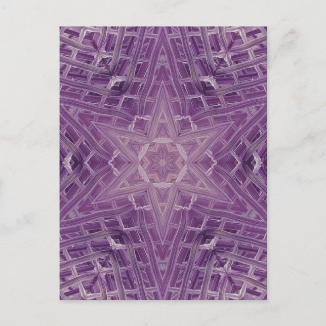 3A Einzigartiger Lila White Star Mandala Postkarte (Vorderseite)
