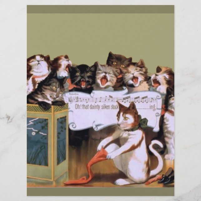 3ablustige Katzen Vintag singen Katzen Spaß (Vorderseite)