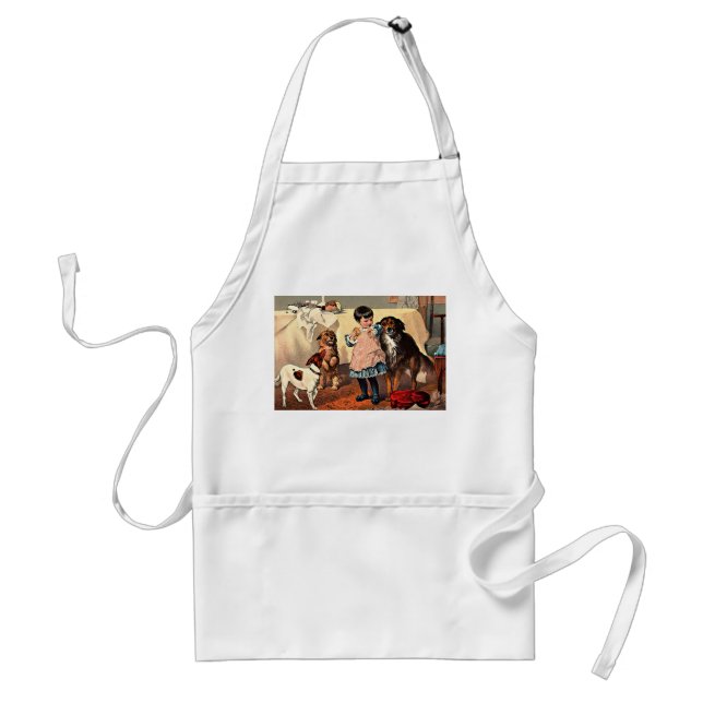 3c Girl and Dogs von Charles Burton Barber Schürze (Vorne)