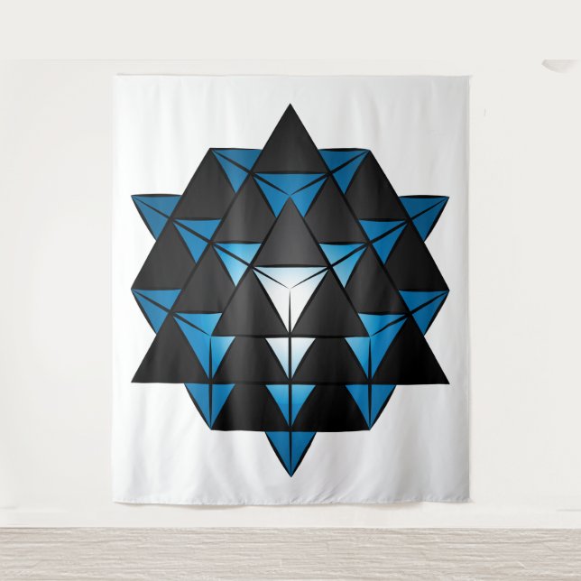 3D 64 Tetrahedron Grid Series V2 Tapestry Wandteppich (Vorderseite)