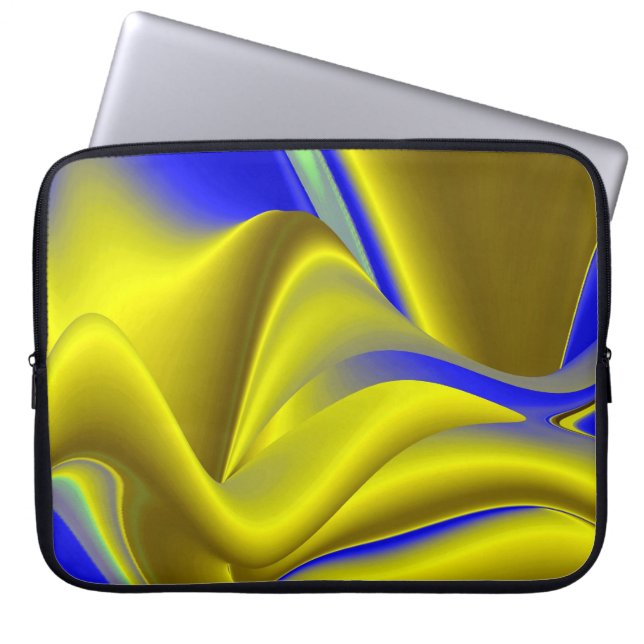 3D Abstrakt in Gelbblau Laptopschutzhülle (Vorderseite)