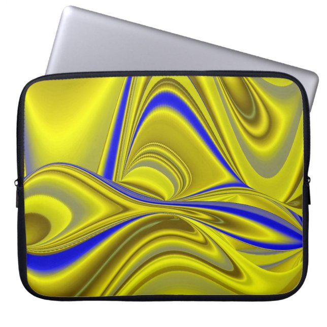 3D Abstrakt in Gelbblau Laptopschutzhülle (Vorderseite)