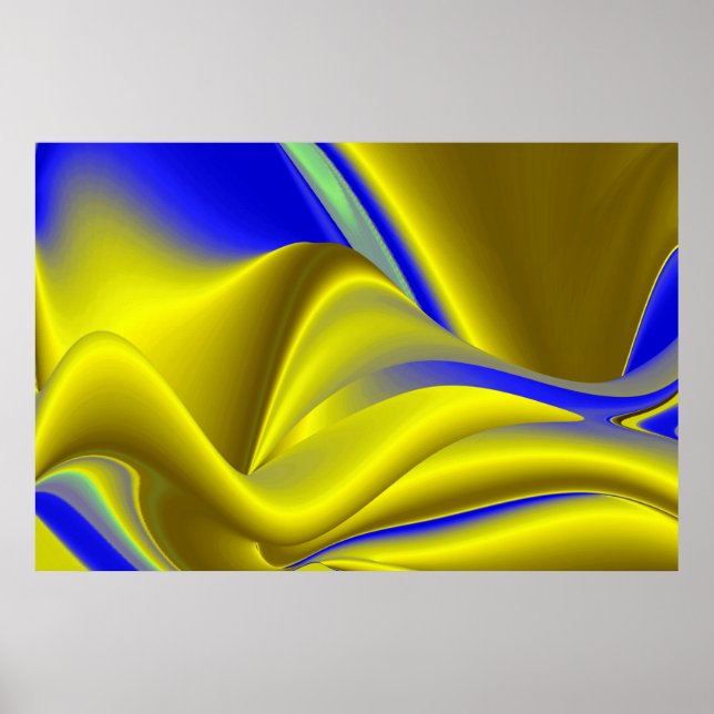 3D Abstrakt in Gelbblau Poster (Vorne)