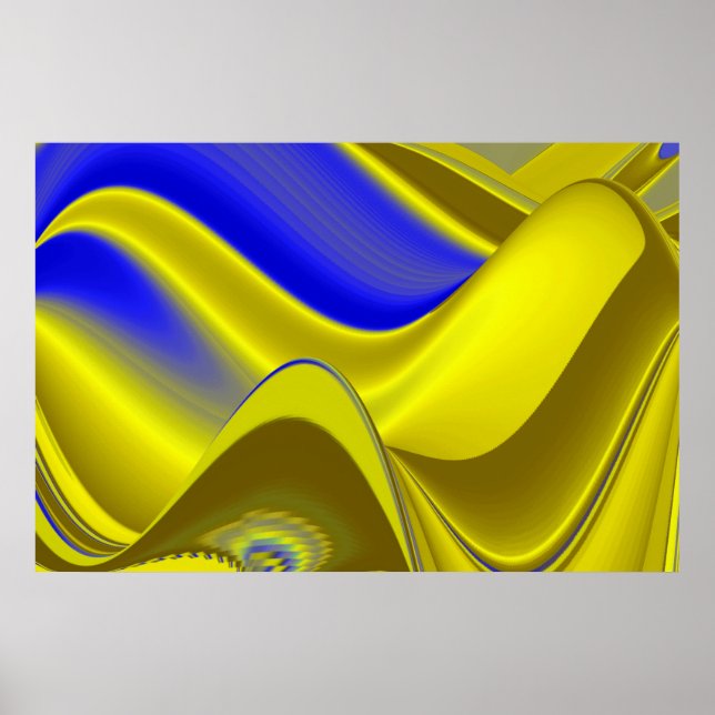 3D Abstrakt in Gelbblau Poster (Vorne)