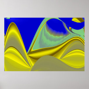 3D Abstrakt in Gelbblau Poster