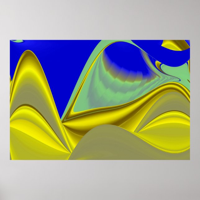 3D Abstrakt in Gelbblau Poster (Vorne)