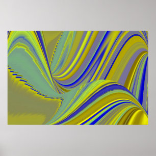 3D Abstrakt in Gelbblau Poster