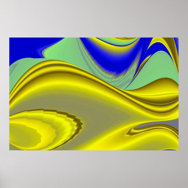 3D Abstrakt in Gelbblau Poster (Vorne)