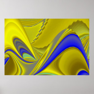 3D Abstrakt in Gelbblau Poster