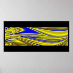 3D Abstrakt in Gelbblau Poster