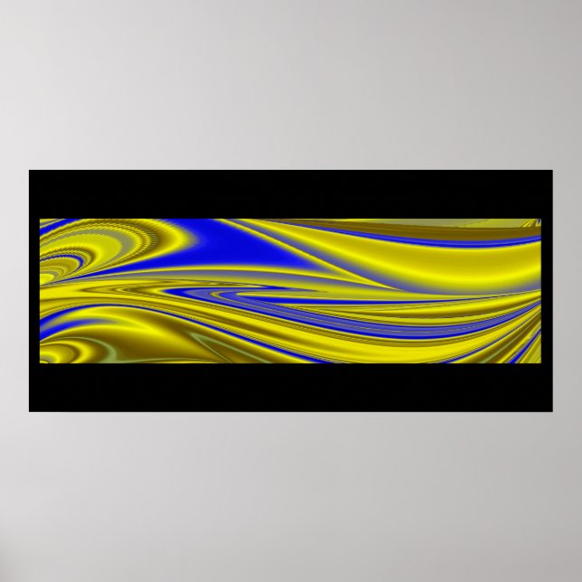 3D Abstrakt in Gelbblau Poster (Vorne)