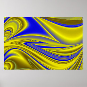 3D Abstrakt in Gelbblau Poster
