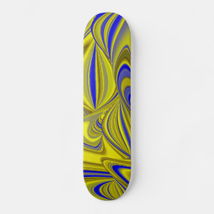 3D Abstrakt in Gelbblau Skateboard