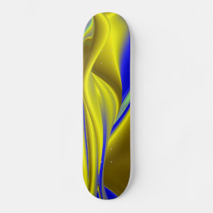 3D Abstrakt in Gelbblau Skateboard