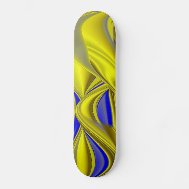3D Abstrakt in Gelbblau Skateboard (Vorderseite)