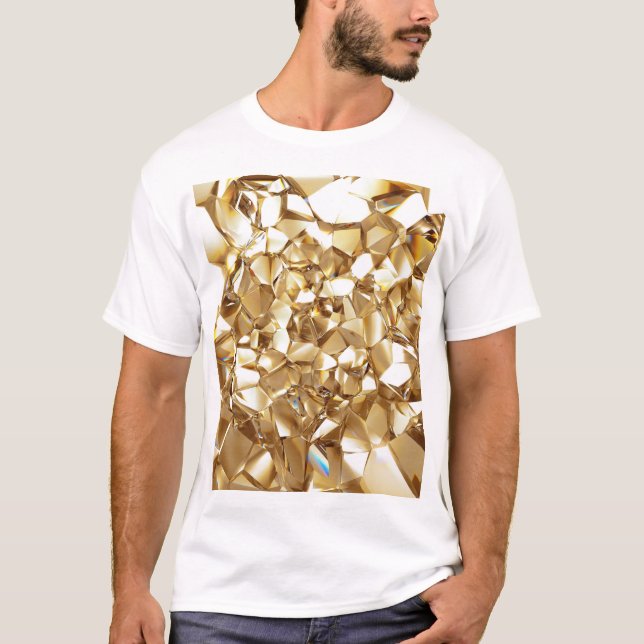 3D-abstrakte Kristall-Goldstruktur. T-Shirt (Vorderseite)