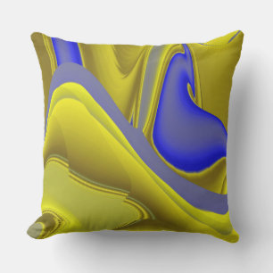 3D-Abstrakte Regenbogenkunst in Gold Gelb Blau Kissen