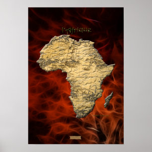 3D AFRICAN MAP Rotes Fraktal Art Poster