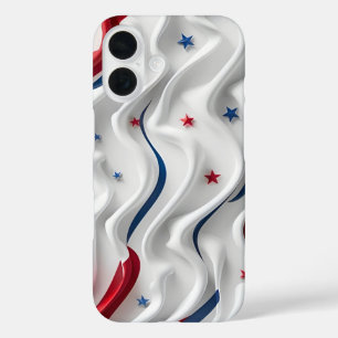 3D American Flag Design iPhone 16 Hülle