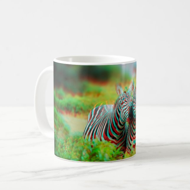 3D Anaglyph Pet Animal Zebra Foto Kaffeetasse (Vorderseite Links)
