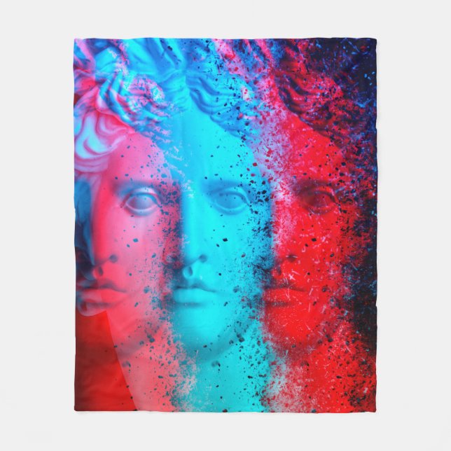 3D Anaglypheneffekt. Covid-Mutanten. David Apollo. Fleecedecke (Vorderseite)