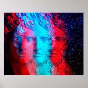 3D Anaglypheneffekt. Covid-Mutanten David Apollo.  Poster