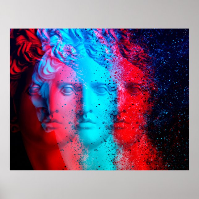 3D Anaglypheneffekt. Covid-Mutanten David Apollo.  Poster (Vorne)