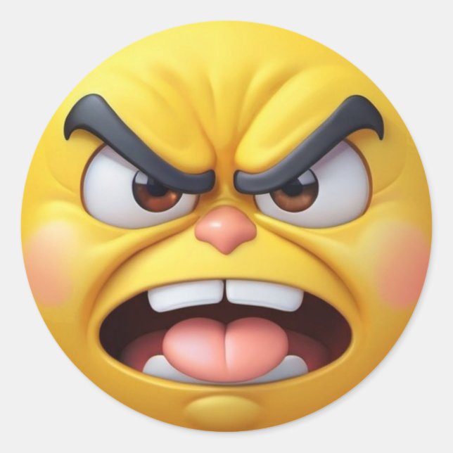 3D Angry Yellow Emoji 2 Aufkleber (Vorderseite)