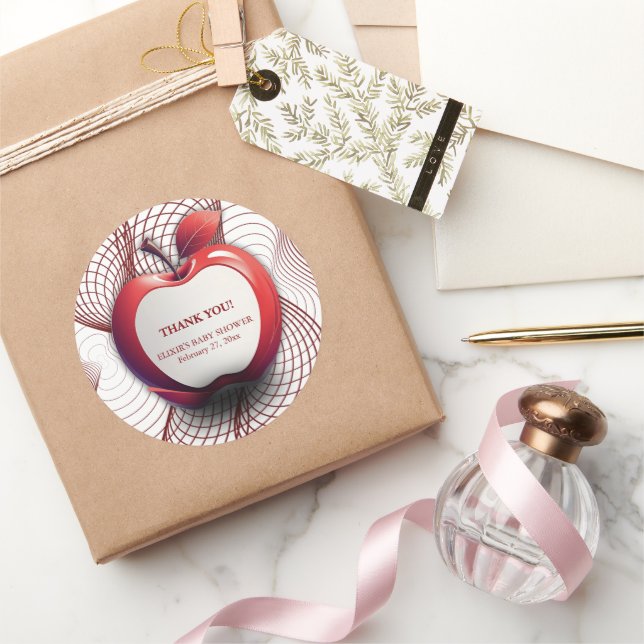 3D-Apfel unserer geometrischen Babydusche der Auge Runder Aufkleber (Schenken)