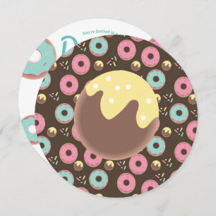 3D Aquamarin und rosa Donut Hole Sprinkle Mix Rund Einladung