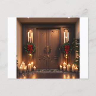 3D atemberaubende Doppeltüren Weihnachtskerzen gra Postkarte