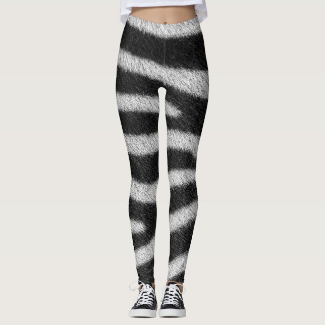 3d Atemberaubendes Tiermuster bei Zebra-Hautdesign Leggings (Vorderseite)