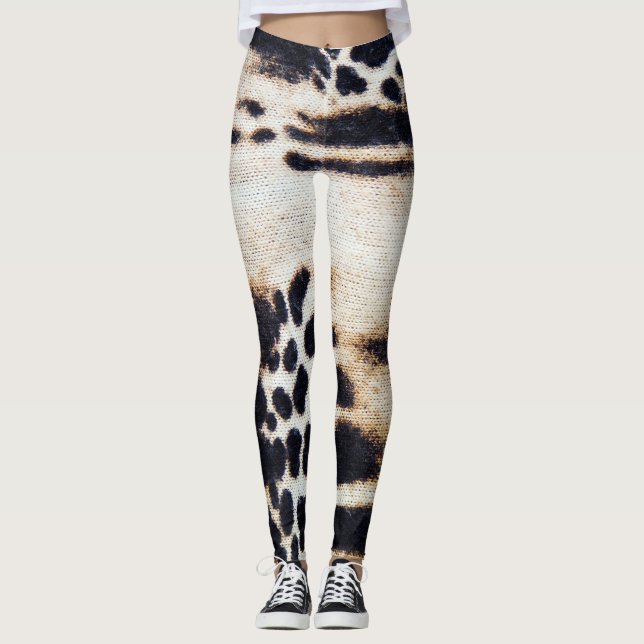 3d Atemberaubendes Tiermuster im Hyena-Skin-Design Leggings (Vorderseite)