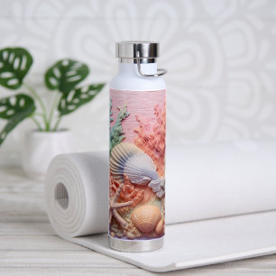 3D aussehende Muscheln, Strand Trinkflasche