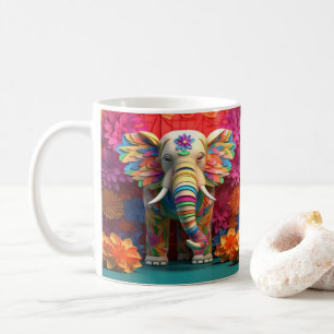3D-Aussehender farbiger Elefant Kaffeetasse