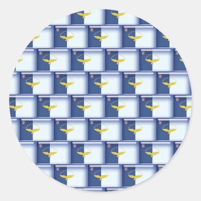 3D-Azores-Flaggenmuster Runder Aufkleber (Vorderseite)