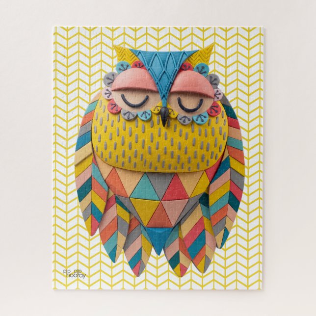 3D-Aztekeneule-Stammesvogel-Musterillustration Puzzle (Vertikal)