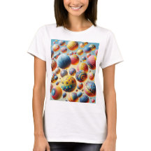 3D Ball Designed Women's Basic T - Shirt