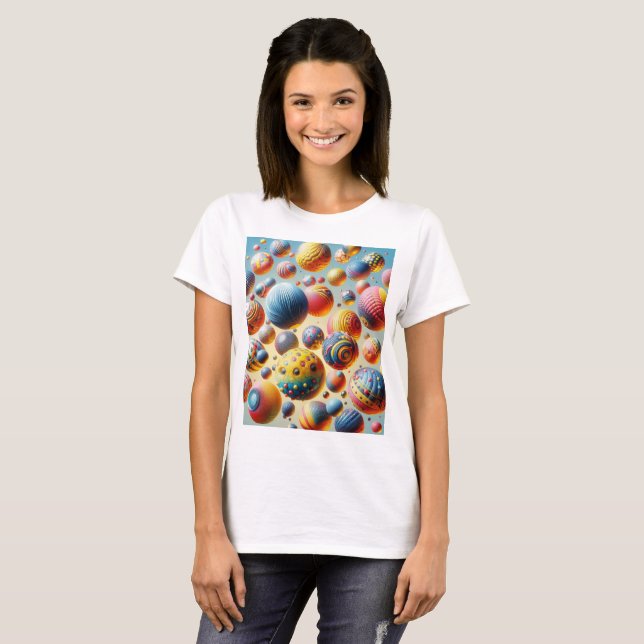 3D Ball Designed Women's Basic T - Shirt (Vorne ganz)